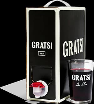 Gratsi premium 3L boxed wine on countertop