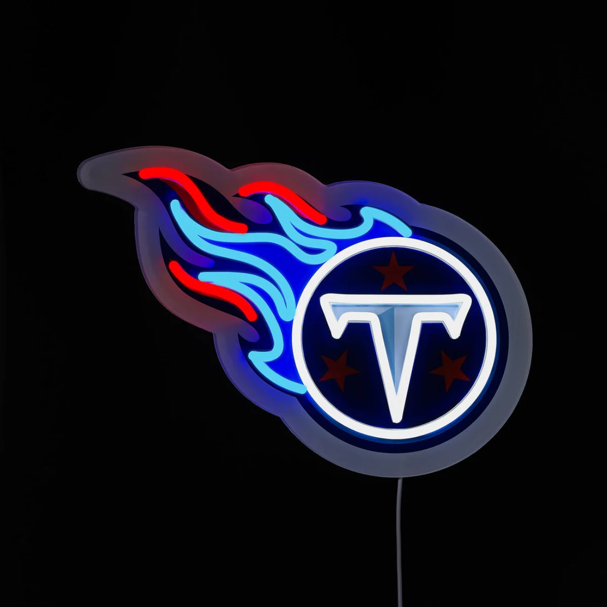 Saturday Neon officially licensed Tennessee Titans LED neon sign in blue, red, and white