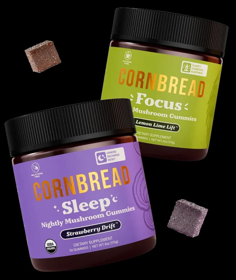 Cornbread Mushroom Gummies - Focus and Sleep varieties