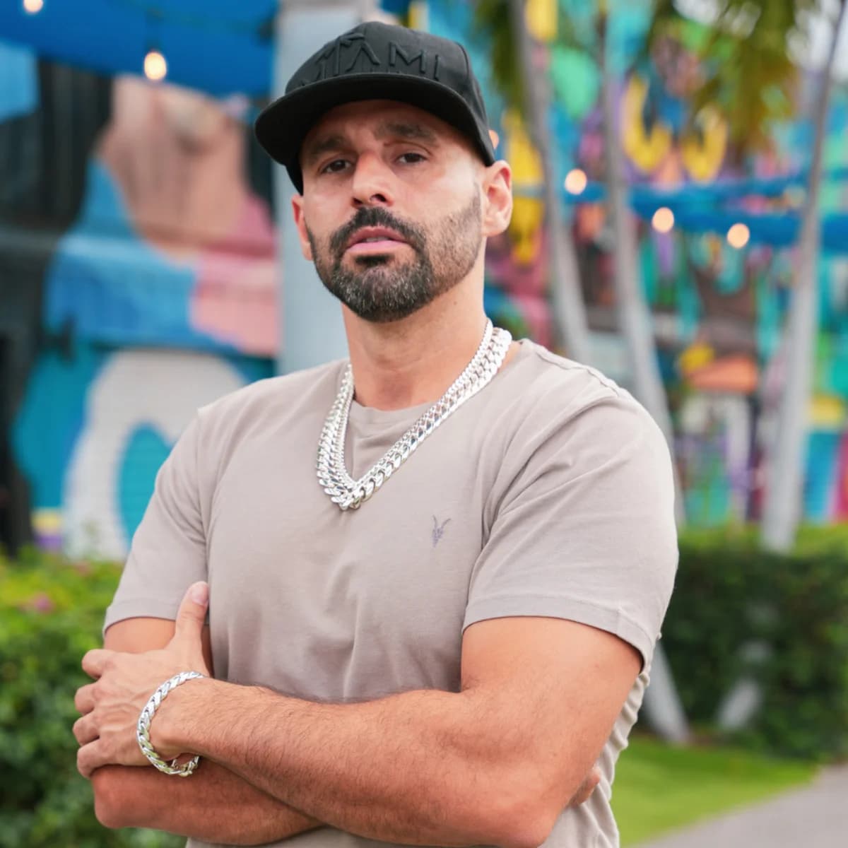 Miami Links founder wearing handcrafted .999 pure silver Cuban link chain and bracelet