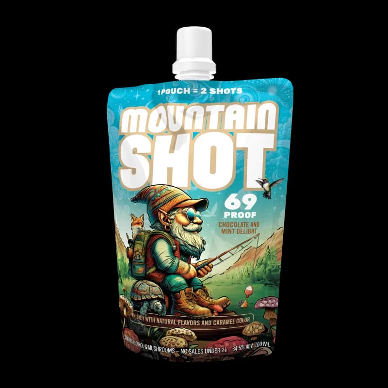 Mountain Shot Whiskey pouches by Breckenridge Distillery