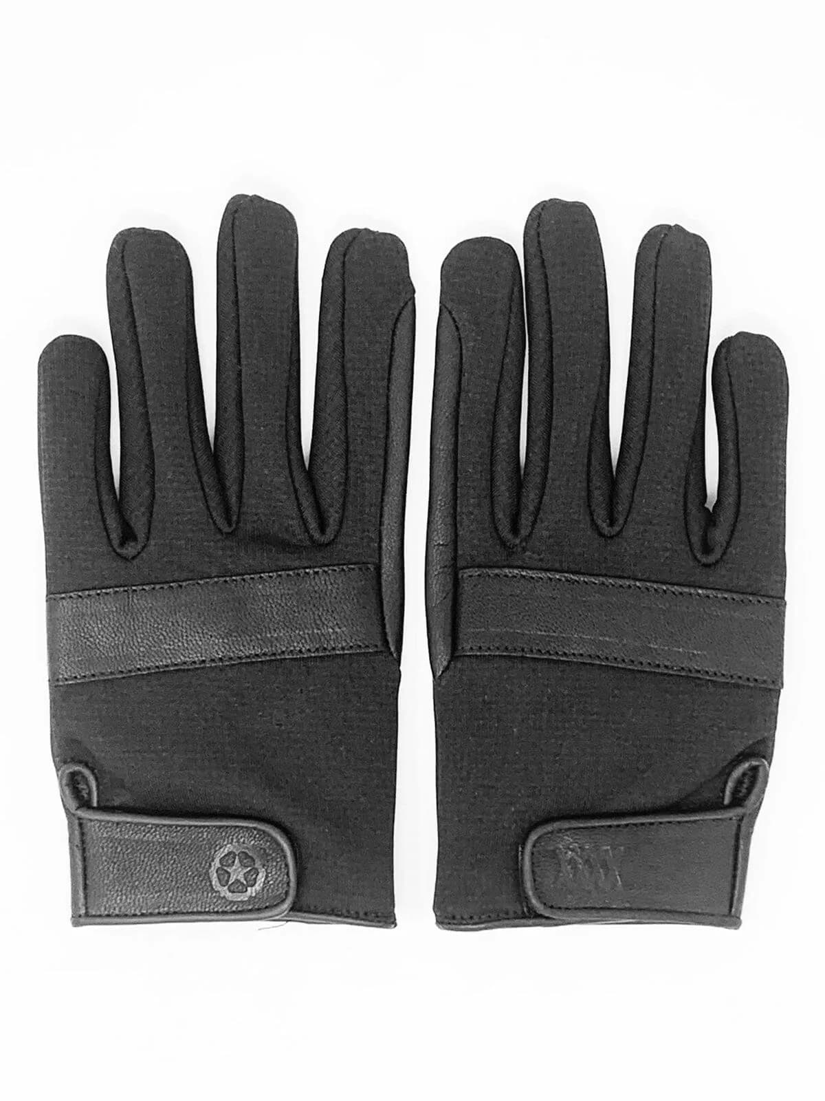 Pair of black Mission Workshop Gradient 2.0 gloves with fleece backs and goatskin palms