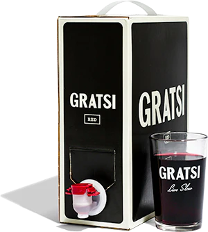 Gratsi premium 3L boxed wine on countertop