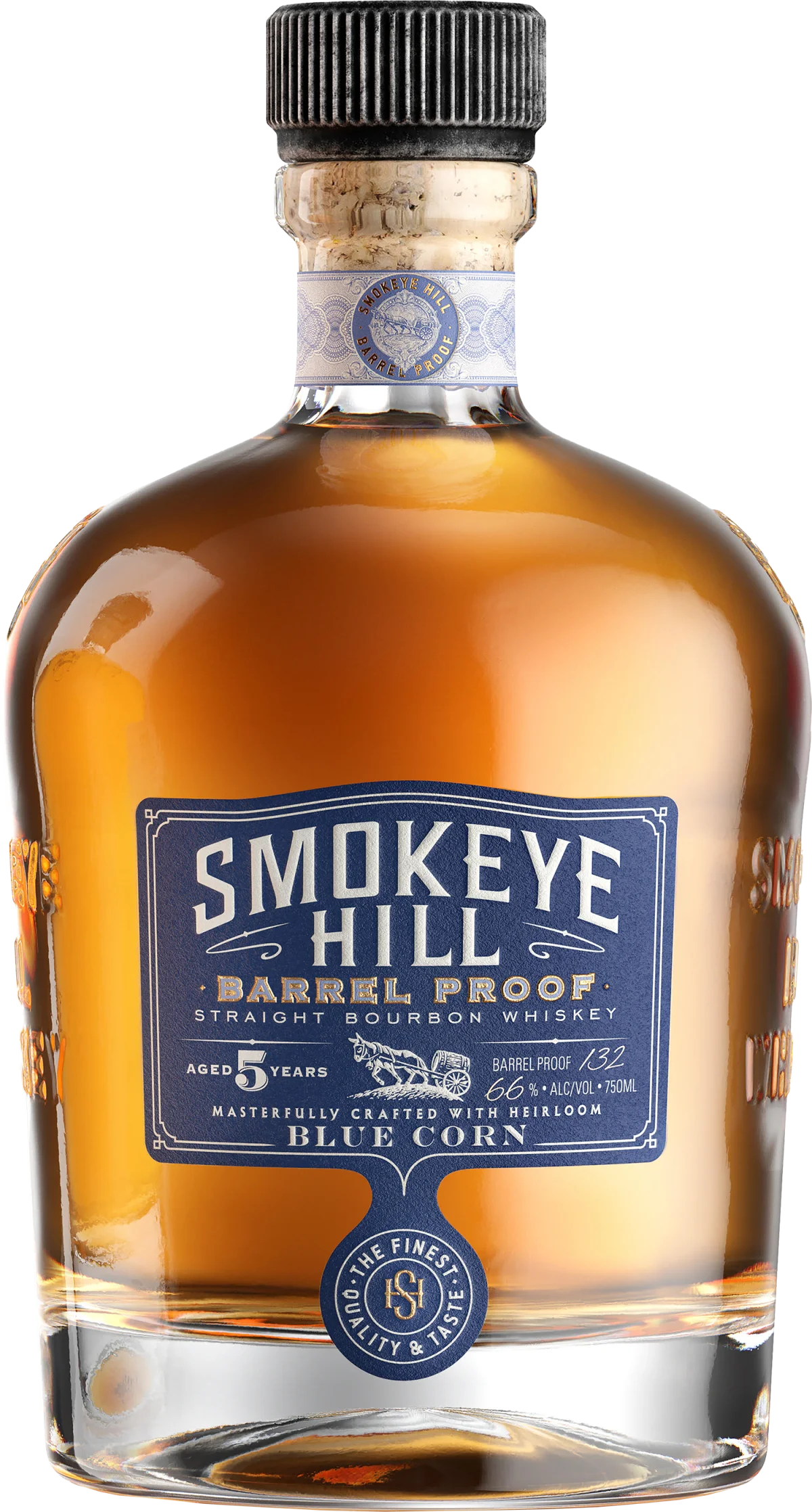 Smokeye Hill Barrel Proof Blue Corn Straight Bourbon Whiskey 132 proof bottle