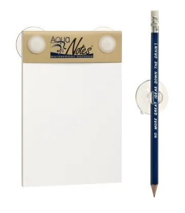 AquaNotes waterproof shower notepad and pencil