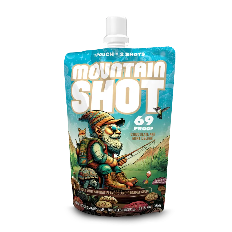Mountain Shot Whiskey pouches by Breckenridge Distillery