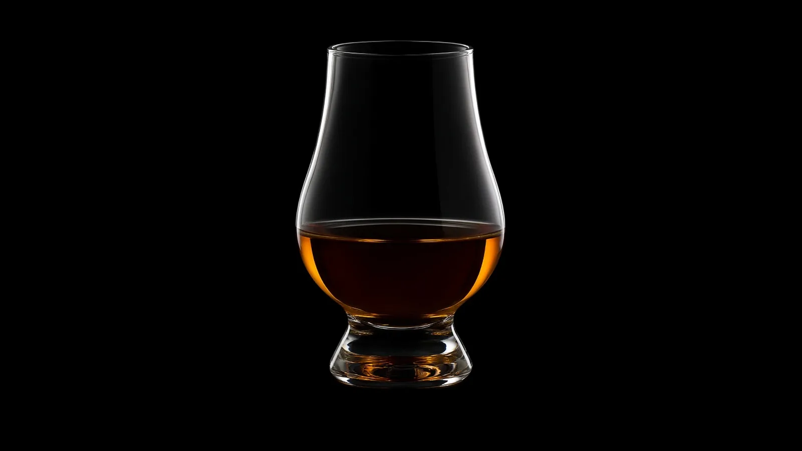 A glass of amber aged bourbon